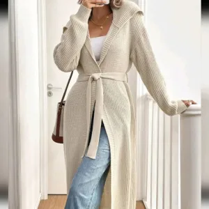 Women's Solid Color Minimalist Casual Hooded Cardigan