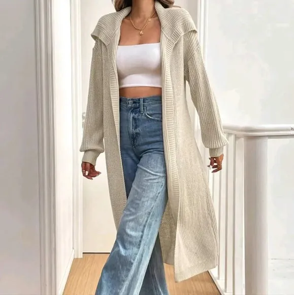 Women's Solid Color Minimalist Casual Hooded Cardigan