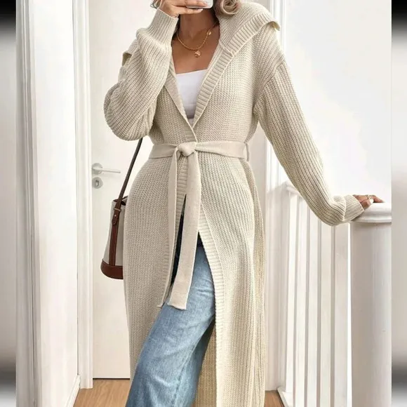 Women's Solid Color Minimalist Casual Hooded Cardigan