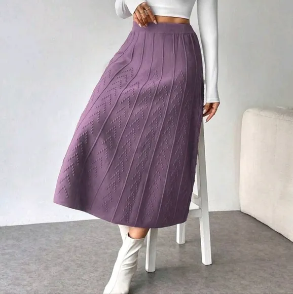 Women's Solid Color Minimalist Sweater Skirt, Casual Everyday Weare