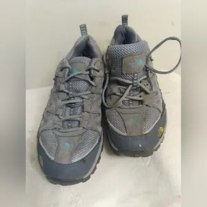 Womens THE NORTH FACE Gray &amp; Blue Hiking Shoes Size 9