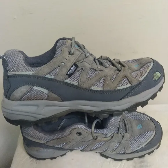 Womens THE NORTH FACE Gray &amp; Blue Hiking Shoes Size 9