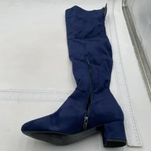 Women's Thigh High Block Heel Over The Knee Boots Blue Shoes