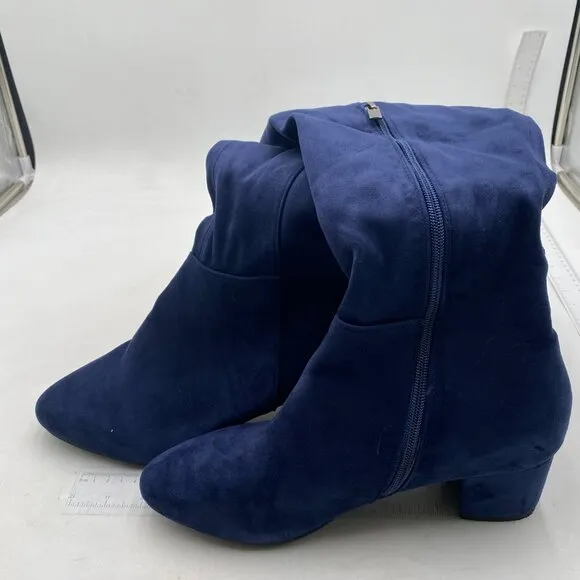 Women's Thigh High Block Heel Over The Knee Boots Blue Shoes