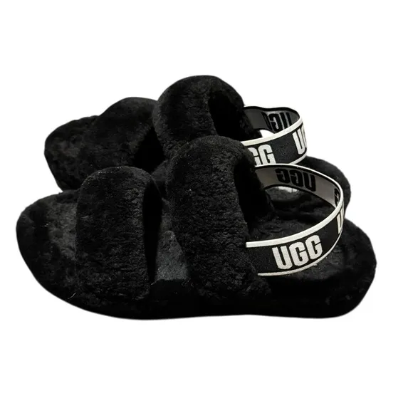 Women’s UGG Faux Fur Slippers Size 10 Black