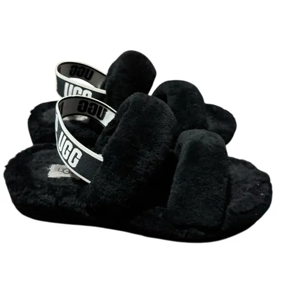 Women’s UGG Faux Fur Slippers Size 10 Black