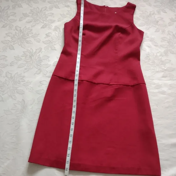 Wool mod red dress drop waist retro style sleeveless