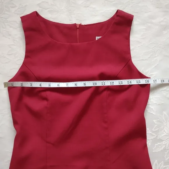 Wool mod red dress drop waist retro style sleeveless