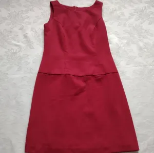Wool mod red dress drop waist retro style sleeveless