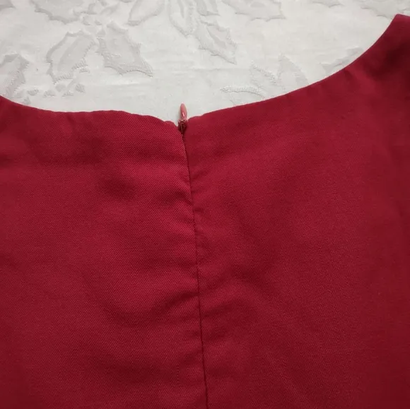 Wool mod red dress drop waist retro style sleeveless