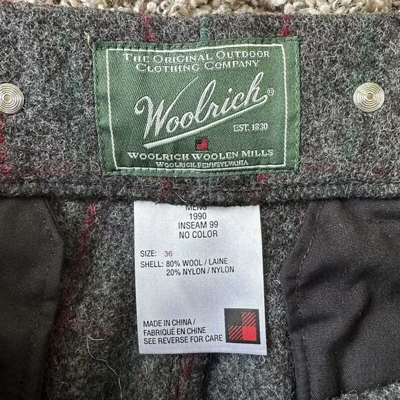 woolrich wool hunting pants. Heavy Wool. Red And Grey Plaid Size 36