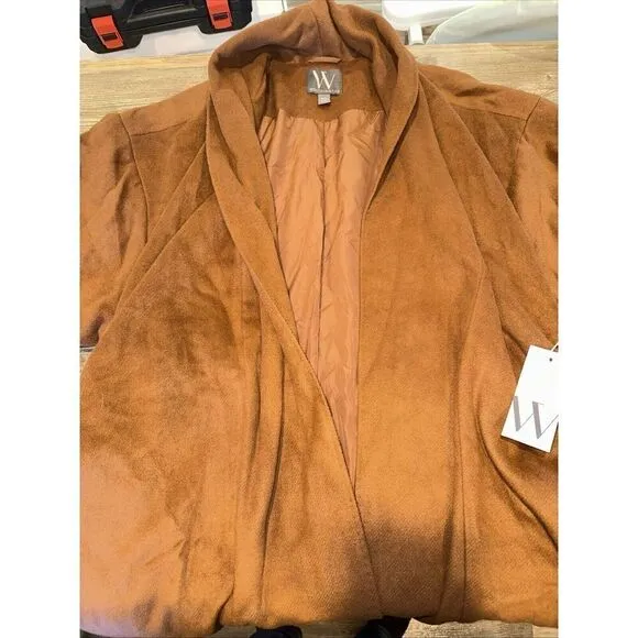 Worthington Womens Tortoise Brown Long Sleeve Belted Trench Coat. Size XL. 8