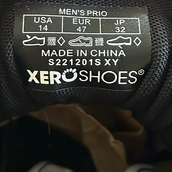 Xero Shoes Men’s Prio Black Minimalist Barefoot Running Training Shoes Size 14