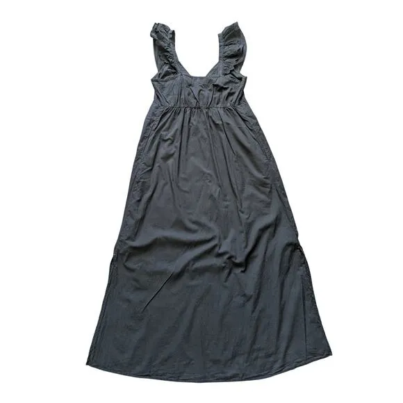 Xirena Leyla Maxi Dress Womens XS Black Cotton Minimalist Beachy Goth Cottage