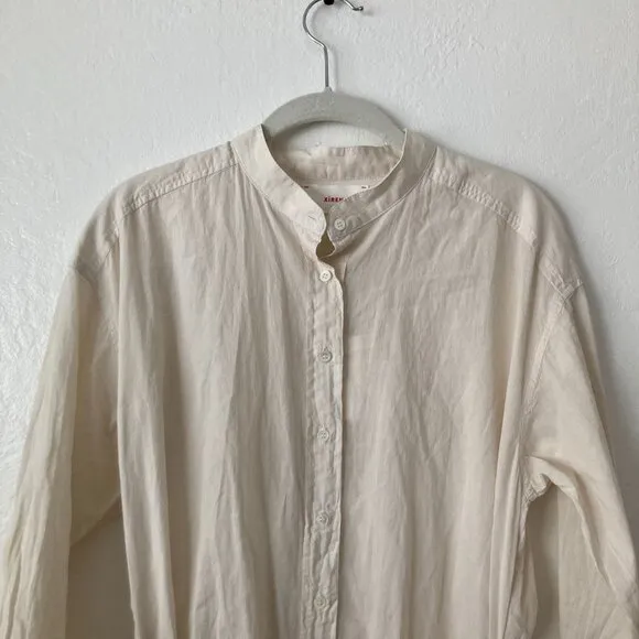 Xírena Arly Sand Shirt Dress Long Sleeve Cream Classic Minimalist Basic XS NWT
