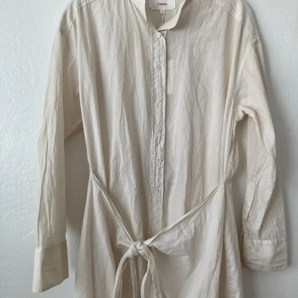 Xírena Arly Sand Shirt Dress Long Sleeve Cream Classic Minimalist Basic XS NWT