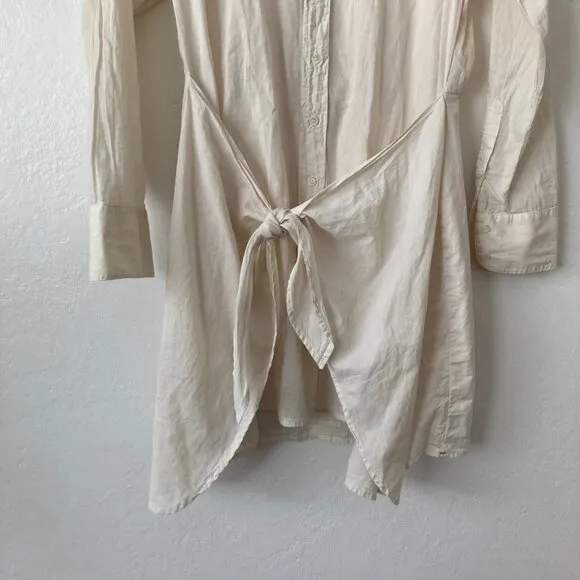 Xírena Arly Sand Shirt Dress Long Sleeve Cream Classic Minimalist Basic XS NWT