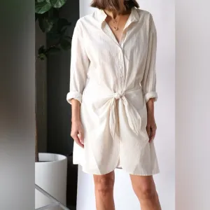 Xírena Arly Sand Shirt Dress Long Sleeve Cream Classic Minimalist Basic XS NWT