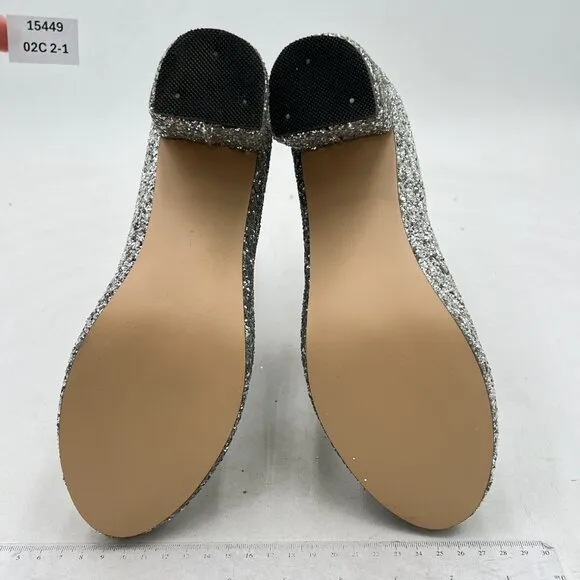 XYD Silver Glitter Low Block Heel Ankle Boots Round Toe Dress Shoes with Zip