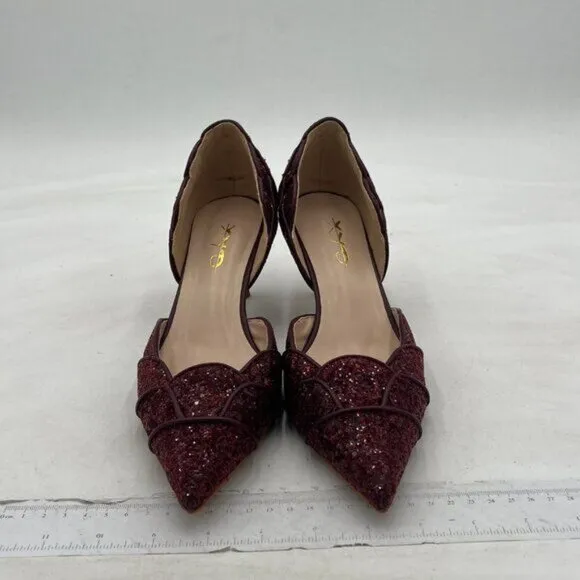 XYD Women's Pumps, Elegant Pointed Toe, D'Orsay Kitten Low Heels, Rhinestone