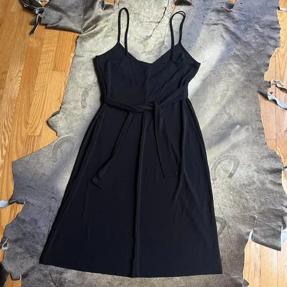 Y2k minimalist goth French connection black sleeveless spaghetti strap dress