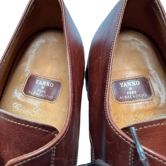 YANKO by Pepe Albaladejo Cosido Goodyear Leather Derby Dress Shoes Men's 7.5D