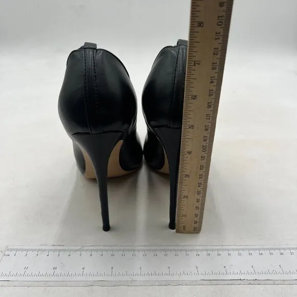 YDN Black Pointed Toe Flexible Zipper T Strap Dress Shoes Stiletto Heel Pumps