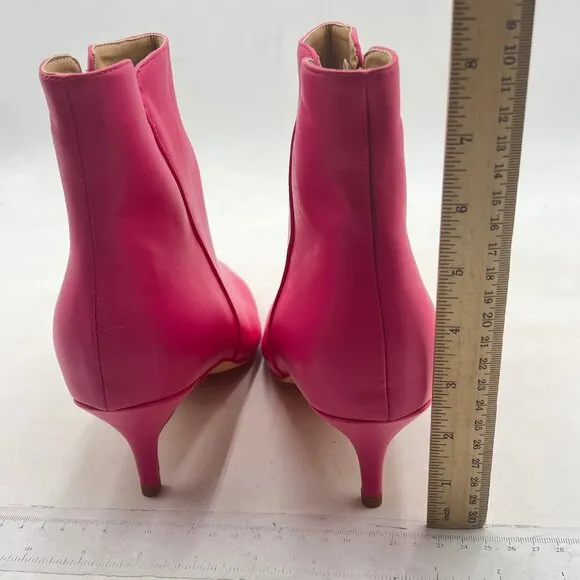 YDN Hot Pink Dressy Kitten Heel Ankle Boots Pointed Toe Booties Shoes with Zips