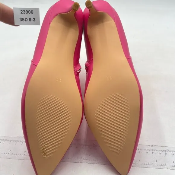 YDN Hot Pink Dressy Kitten Heel Ankle Boots Pointed Toe Booties Shoes with Zips