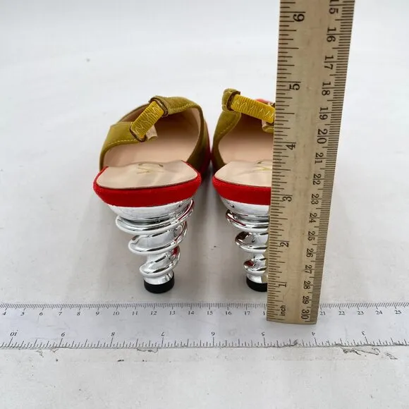 YDN Quicksand Trendy Metallic Spiral Heel Slip On Sandals Slingback Elastic Pump