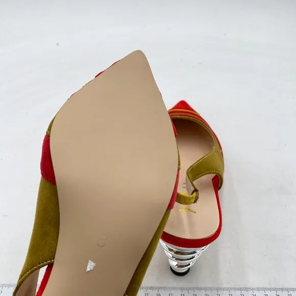 YDN Quicksand Trendy Metallic Spiral Heel Slip On Sandals Slingback Elastic Pump