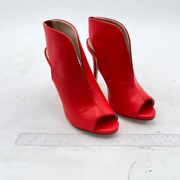 YDN Women's Chic Slingback Peep Toe Stiletto High Heel Sandals Ankle Boots Red