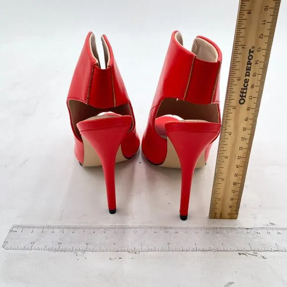 YDN Women's Chic Slingback Peep Toe Stiletto High Heel Sandals Ankle Boots Red