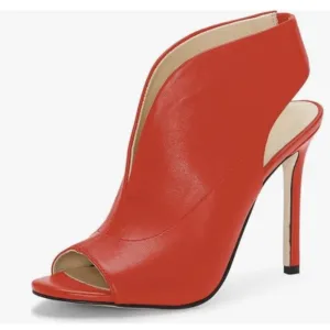 YDN Women's Chic Slingback Peep Toe Stiletto High Heel Sandals Ankle Boots Red