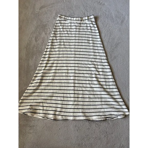 Yerse 100% Organic Cotton Striped Maxi Skirt Knit Casual Everyday Skirt Size M