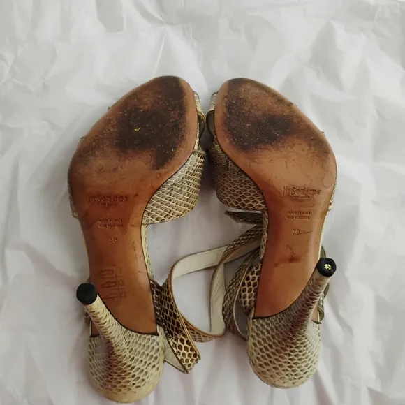 Yves Saint Laurent Rive Gauche luxury heels Snake Skin sz 38