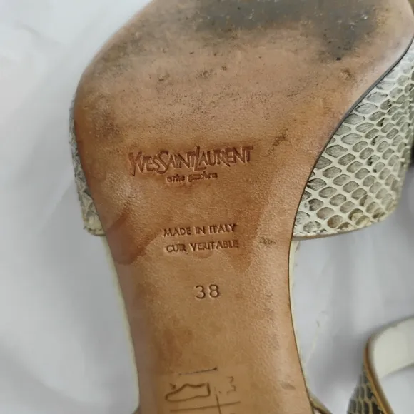 Yves Saint Laurent Rive Gauche luxury heels Snake Skin sz 38
