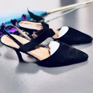 YVES SAINT LAURENT Romantic Suede Black Kitten Heel Shoes Ankle Strap YSL Sz 9