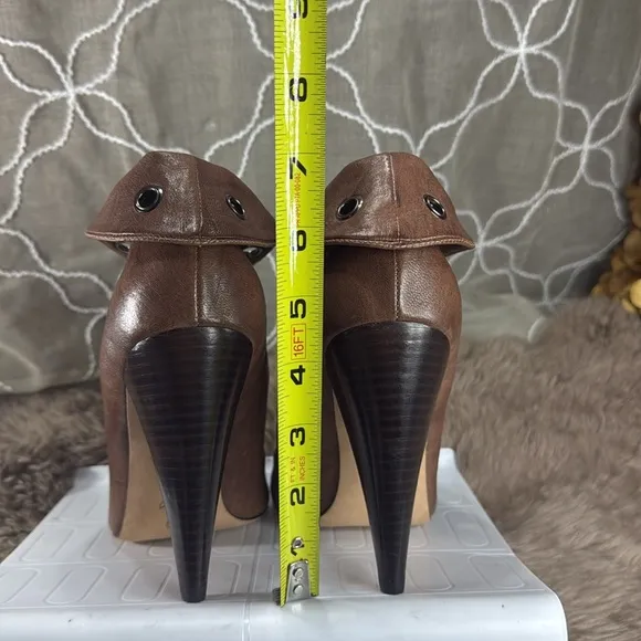 (Z3) Report Signature Studded Peep Toe Leather Ankle Boots, Cone‎ Heel, Size 9 W