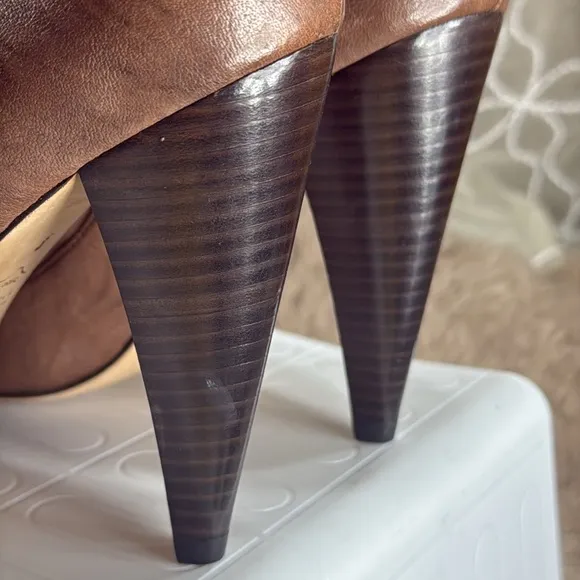 (Z3) Report Signature Studded Peep Toe Leather Ankle Boots, Cone‎ Heel, Size 9 W