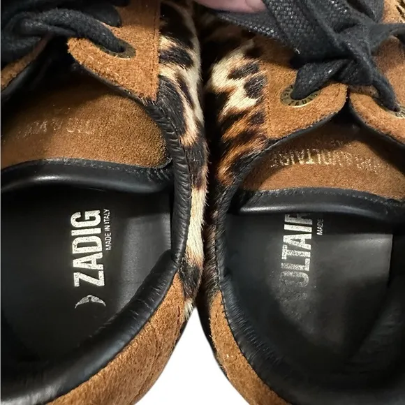 Zadig &amp; Voltaire Brown and Black Sneaker Leopard Half Calf Leather Women Size 36