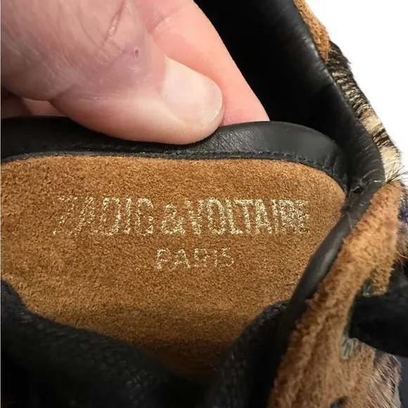 Zadig &amp; Voltaire Brown and Black Sneaker Leopard Half Calf Leather Women Size 36