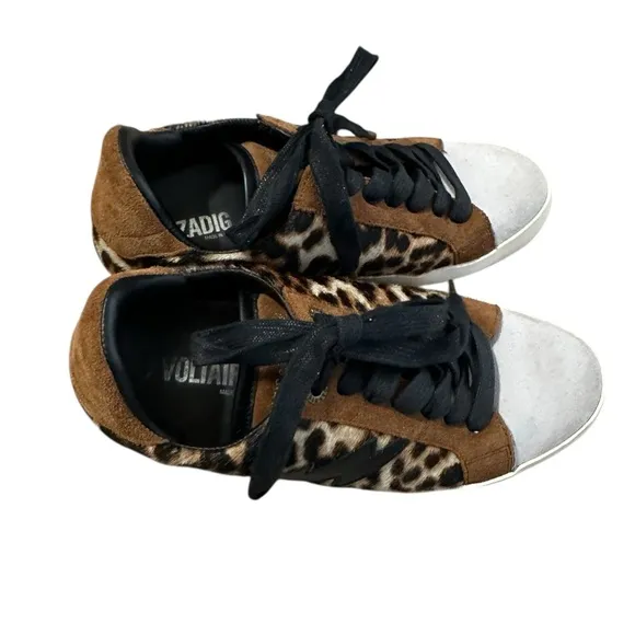 Zadig &amp; Voltaire Brown and Black Sneaker Leopard Half Calf Leather Women Size 36