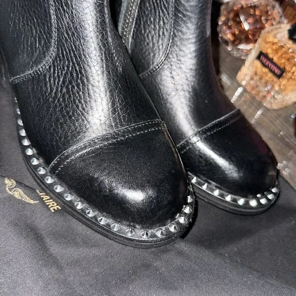 Zadig &amp; Voltaire Empress Clous Textured Leather Ankle Boots NWOB, With Dust Bag
