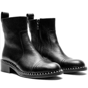 Zadig &amp; Voltaire Empress Clous Textured Leather Ankle Boots NWOB, With Dust Bag