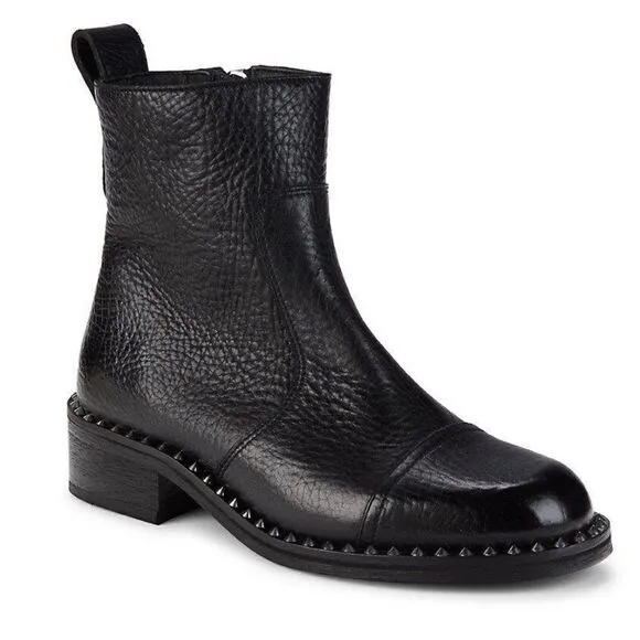 Zadig &amp; Voltaire Empress Clous Textured Leather Ankle Boots NWOB, With Dust Bag