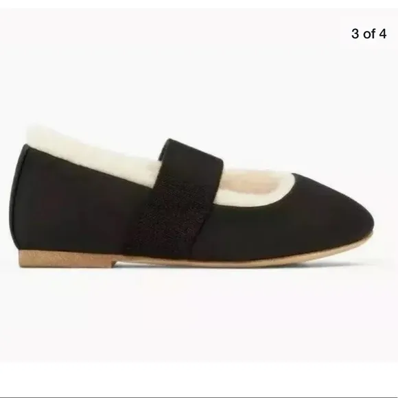 Zara Baby Girl Fur Lined Ballerina Slippers Black