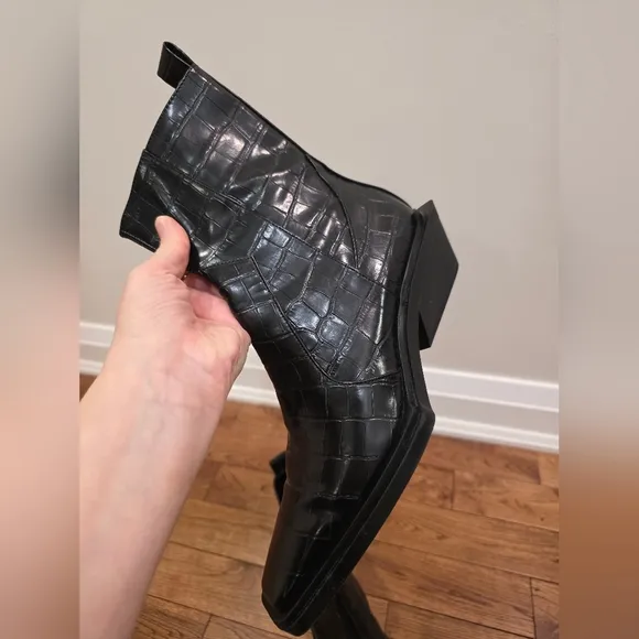 Zara Black Animal Print Modern Ankle Boot Bootie SZ 39