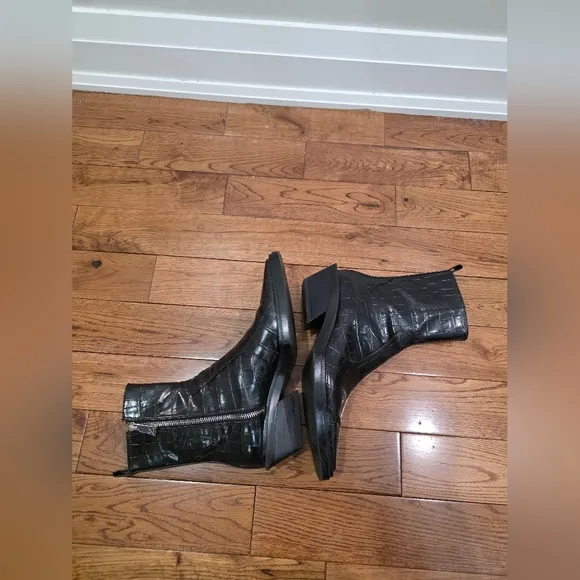 Zara Black Animal Print Modern Ankle Boot Bootie SZ 39