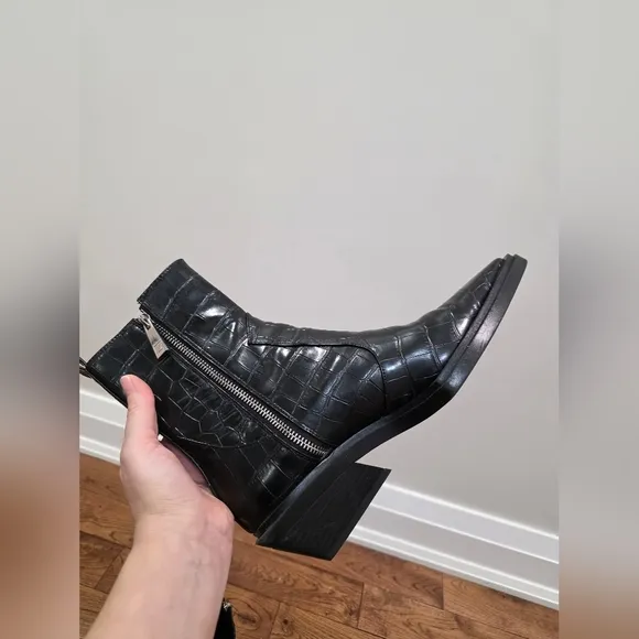 Zara Black Animal Print Modern Ankle Boot Bootie SZ 39